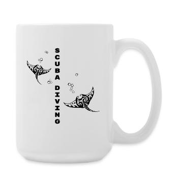 Scuba Diving – Tribal Manta Ray Design - Large Mug 440 ml - white - Right