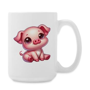 Cute Piglet Cartoon Farm Kawaii Agriculture - Large Mug 440 ml - white - Right