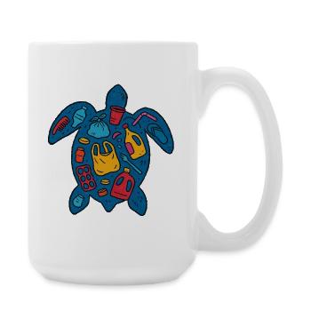 Eco-Friendly Turtle with Waste Art - Large Mug 440 ml - white - Right