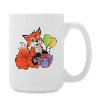Niedlicher Fuchs zum Geburtstag Hand gemalt - Große Tasse 440 ml - Weiß - Rechts