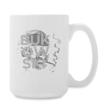 Charles Bukowski raucht ein Zigarrenporträt - Große Tasse 440 ml - Weiß - Rechts