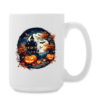 Halloween - Maison hantée et citrouilles  - Grande tasse 440 ml - blanc - Droite