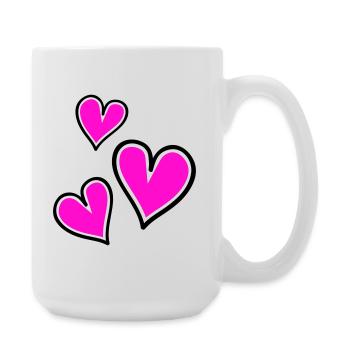 Bright Pink Heart Pattern - Large Mug 440 ml - white - Right