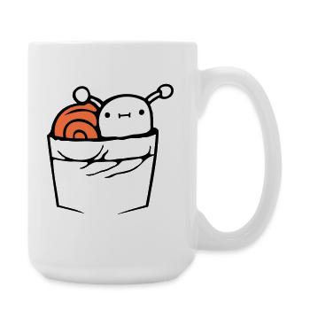 Schnecke Brusttasche Hemdtasche Tasche unterwegs - Große Tasse 440 ml - Weiß - Rechts