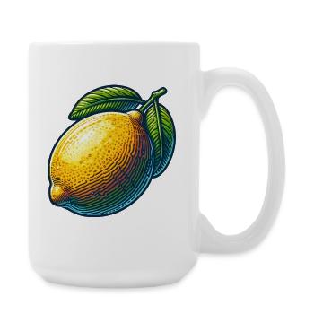 Bright lemon and green leaves - Large Mug 440 ml - white - Right
