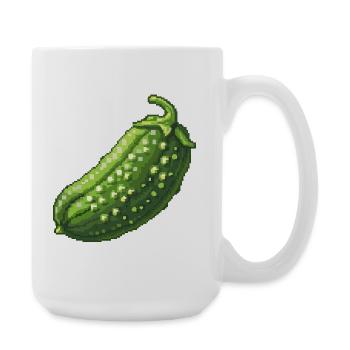 Pixel Cucumber Retro Green - Large Mug 440 ml - white - Right