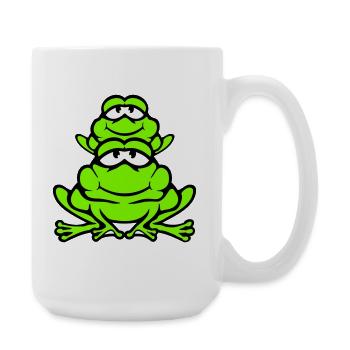 Frog Child Family Dad Mom Piggyback Father's Day - Large Mug 440 ml - white - Right