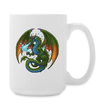 Bleu Vert Dragon Cracheur de Glace - Grande tasse 440 ml - blanc - Droite