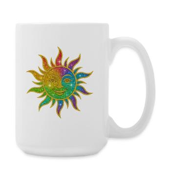 Rainbow Sun Glitter Star - Large Mug 440 ml - white - Right