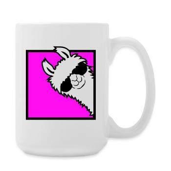 Lama Cool Guckt um Ecke Seite Sonnenbrille Alpaka - Große Tasse 440 ml - Weiß - Rechts