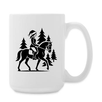 Reiten Weihnachten Reiterin Pferd Geschenk - Große Tasse 440 ml - Weiß - Rechts