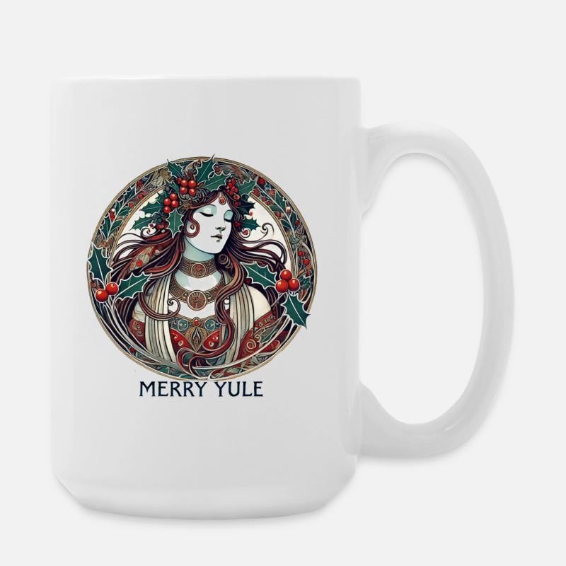 Yule Maiden Stechpalmenkreis - Große Tasse 440 ml - Weiß