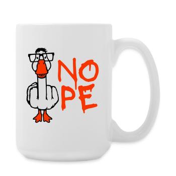Goose Nope Middle Finger Nerd Geek Horn-Rimmed Glasses Smart - Large Mug 440 ml - white - Right