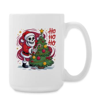 Skelett Santa schmückt Baum - Große Tasse 440 ml - Weiß - Rechts