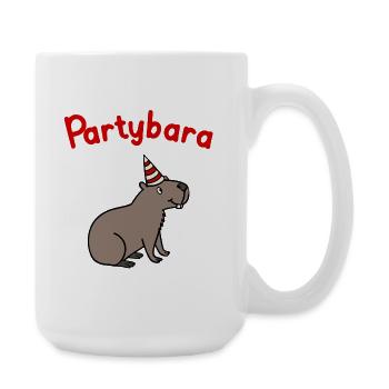 Partybara – das fröhliche Capybara mit Partyhut - Große Tasse 440 ml - Weiß - Rechts