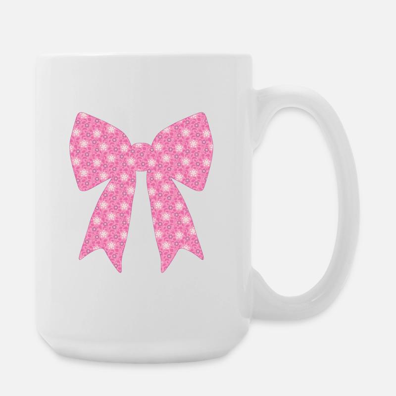 Ruban rose - Grande tasse 440 ml - blanc