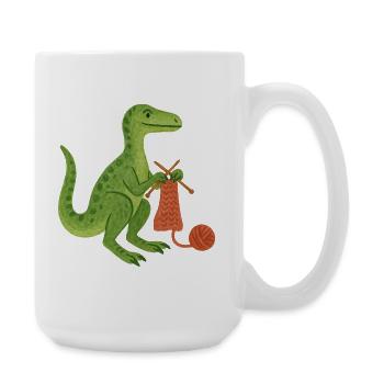 Dino Strick Gemütliches Handwerk - Große Tasse 440 ml - Weiß - Rechts