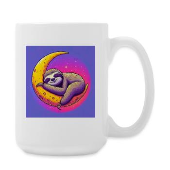 Sloth sleeps on the Moon - Large Mug 440 ml - white - Right