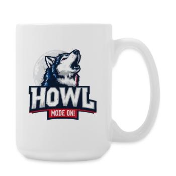 Howl Mode On – Husky Design mit Mond - Große Tasse 440 ml - Weiß - Rechts