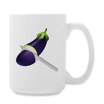 Glowing Eggplant with Kitchen Knife - Large Mug 440 ml - white - Right