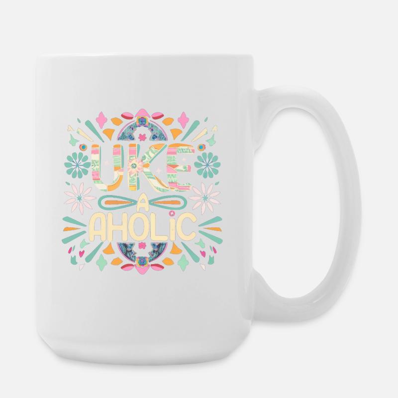 Uke-aholic - Large Mug 440 ml - white