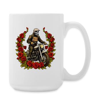 Motorcyclist Skeleton Roses - Large Mug 440 ml - white - Right