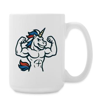 Muscle Unicorn Gym Maskottchen Power Flex Design - Große Tasse 440 ml - Weiß - Rechts