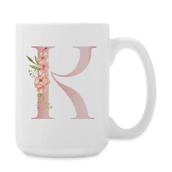Pastel R floral monogram - Large Mug 440 ml - white - Right