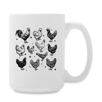 Chickens Tattoo Design in 90s Vintage Style - Large Mug 440 ml - white - Right