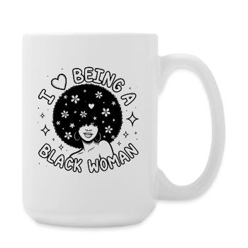 Black Woman Pride Blumen-Afro-Herz-Design - Große Tasse 440 ml - Weiß - Rechts