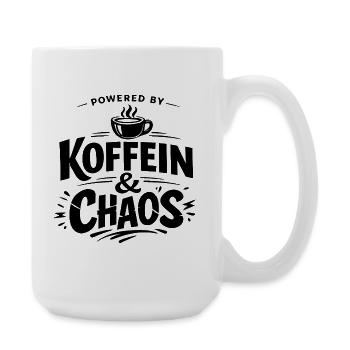 Powered by Caffeine & Chaos – Coffee Saying Shirt - Large Mug 440 ml - white - Right