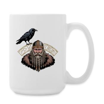 Wikinger Viking Legende Seemann Odin Rabe Kämpfer - Große Tasse 440 ml - Weiß - Rechts
