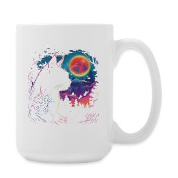 Katzenschlaf in Neon-Nacht - Große Tasse 440 ml - Weiß - Rechts
