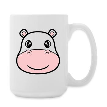 Nilpferd Kopf Gesicht Maske Lächeln - Große Tasse 440 ml - Weiß - Rechts