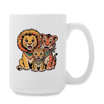 Lion Tiger Leopard Friends – Funny Animal Motif - Large Mug 440 ml - white - Right