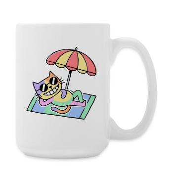 Beach Cat Pop Art Lounge Under Parasol - Large Mug 440 ml - white - Right