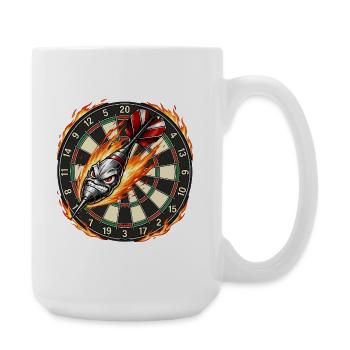 Flèche enflammée rencontre la cible de fléchettes - Grande tasse 440 ml - blanc - Droite