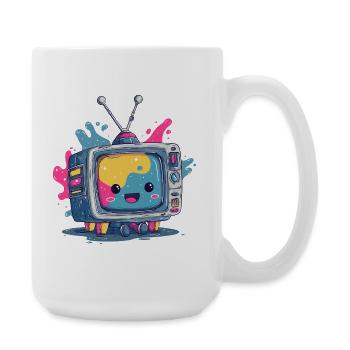 Kunterbunter TV-Kumpel - Große Tasse 440 ml - Weiß - Rechts