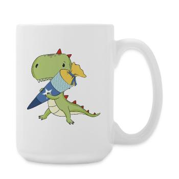 Dino mit Schultüte - Große Tasse 440 ml - Weiß - Rechts