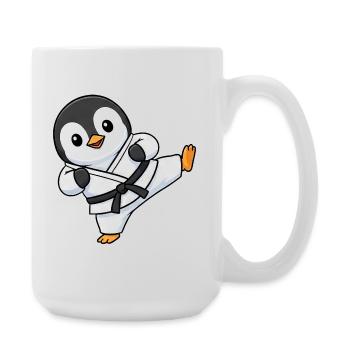 Cute Penguin Karate Martial Artist Cartoon Chibi - Large Mug 440 ml - white - Right