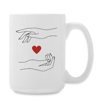 Rotes Herz-Symbol auf Schwarz perfekt Valantine - Große Tasse 440 ml - Weiß - Rechts