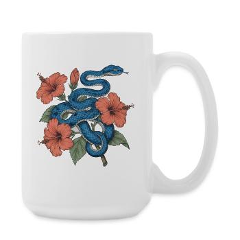 Azure Serpent Amid Hibiscus - Large Mug 440 ml - white - Right