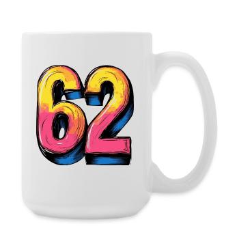 62 Zahl Bunt - Große Tasse 440 ml - Weiß - Rechts