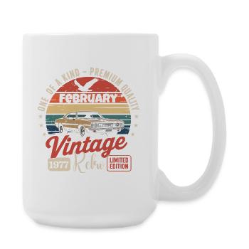 Vintage-Retro-Jubiläumsgeschenk vom Februar 1977 - Große Tasse 440 ml - Weiß - Rechts