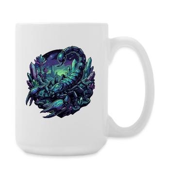 Neon Skorpion auf Kristall Planet Fantasy Motiv - Große Tasse 440 ml - Weiß - Rechts
