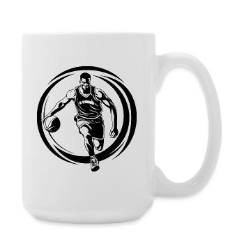 Basketballer Basketball Spieler Mann Silhouette - Große Tasse 440 ml - Weiß - Rechts