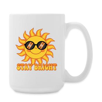 Bleib Bright Retro Groovy Smiling Sun Design - Große Tasse 440 ml - Weiß - Rechts