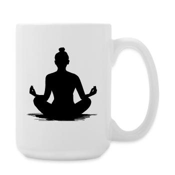 Yoga-Meditation Silhouette - Illustration - Große Tasse 440 ml - Weiß - Rechts