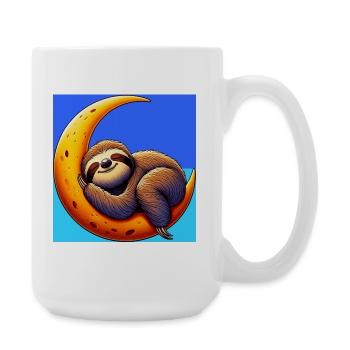 Sloth sleeps on the Moon - Large Mug 440 ml - white - Right