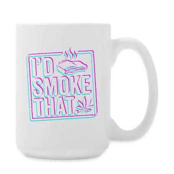 Glitch BBQ SMOKE, funny BBQ Shirt Hoodie, Mug - Large Mug 440 ml - white - Right